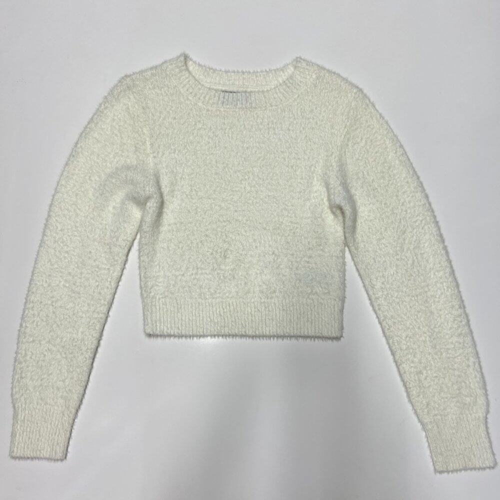 Urban Outfitters Fluffy Soft Crew Neck Sweater in Ivory
